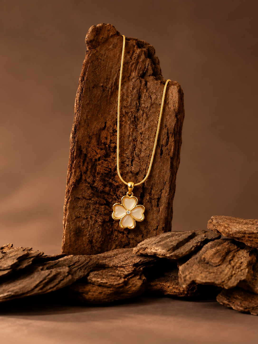 White Clover Floral Pendant Necklace