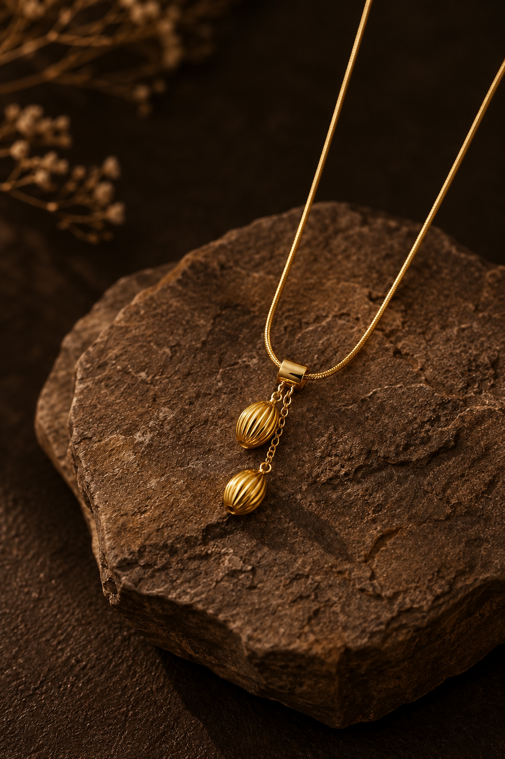 Double Bead Drop Pendant Necklace